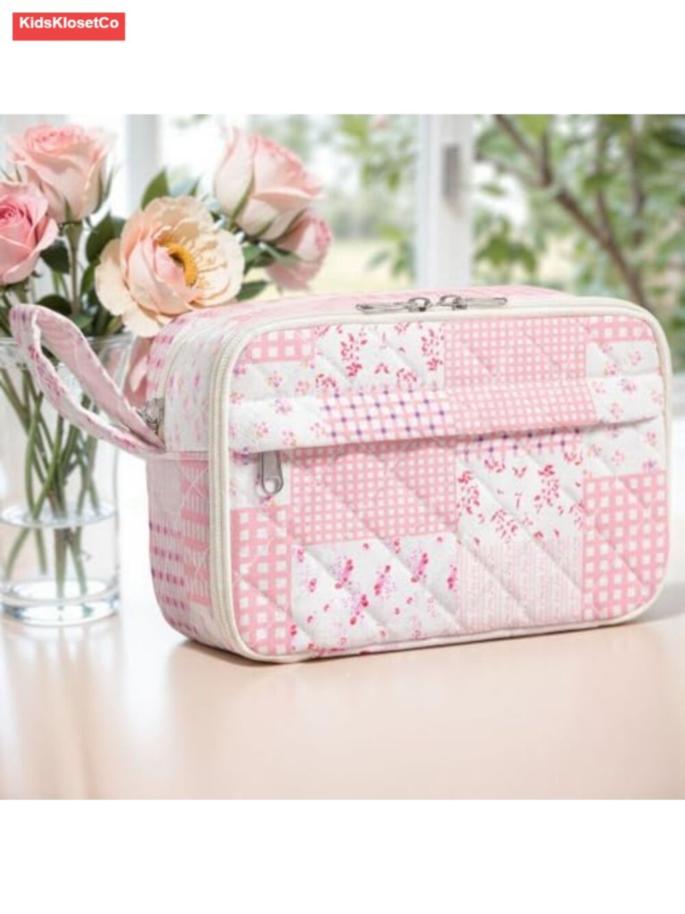 Quilted Pencil Pouch with Compartments Large Cute Aesthetic Organizer - Picture 1 of 5